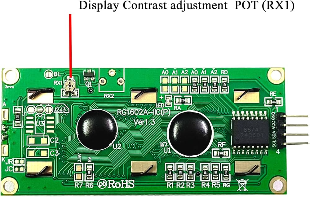 LCD Display Module (16x2) with inbuilt chip I2C|IIC Interface (Green Backlight) NewLCD Display Module (16x2)