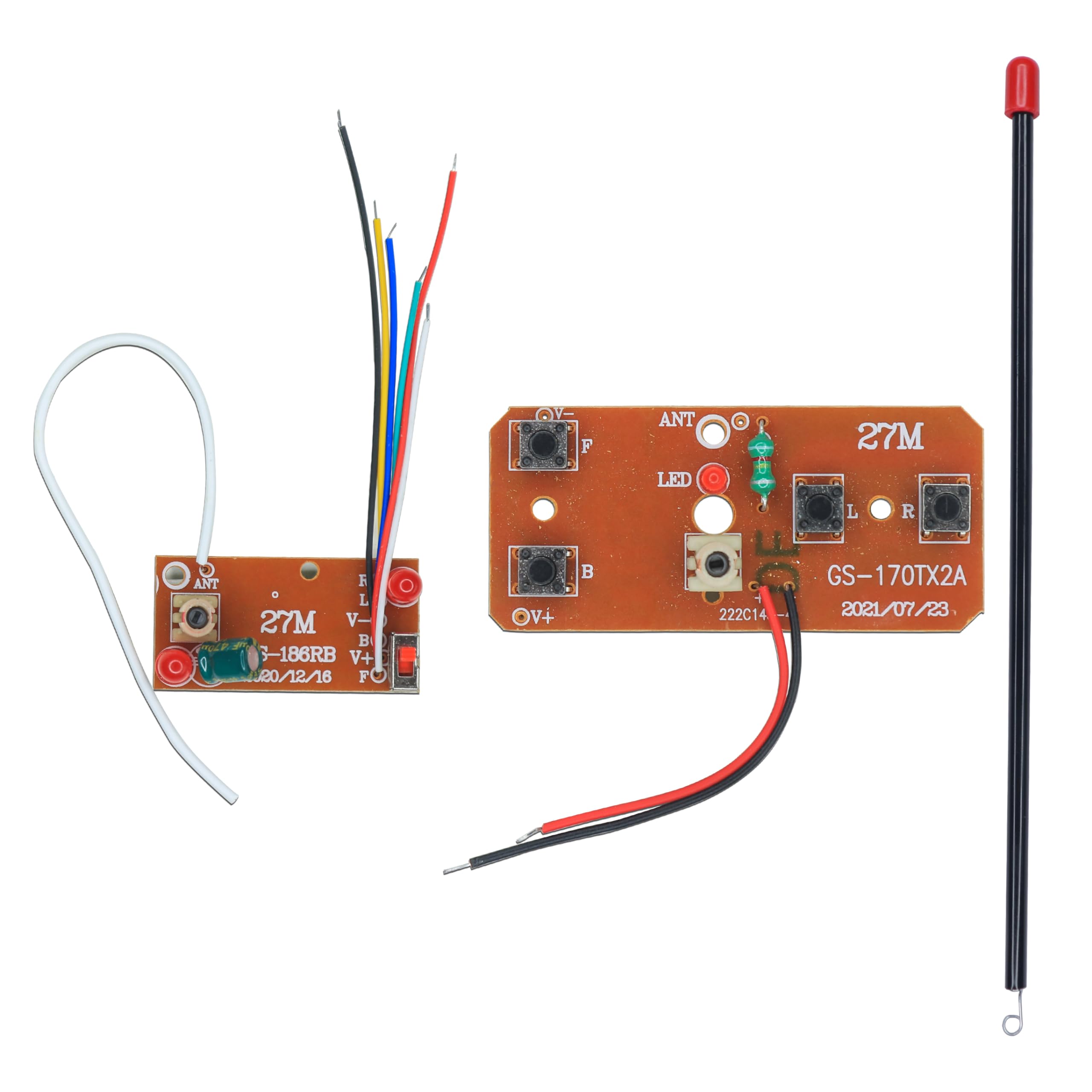 27MHz 4CH RC Remote Control Board with RC Radio Transmitter & Receiver Board Including Antenna for for Toy Car